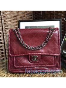 Chanel Wax Quilted Leather Messenger Bag Burgundy 2020