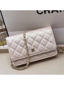 Chanel Iridescent Grained Calfskin Wallet on Chain WOC AP0315 Silver 2021 TOP