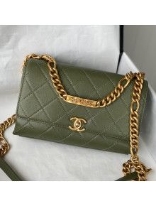 Chanel Grained Calfskin & Gold-Tone Metal Flap Bag AS2764 Green 2021