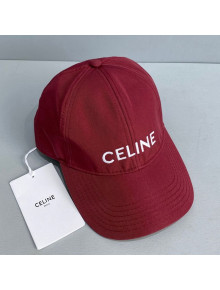Celine Canvas Baseball Hat Red 2021 12