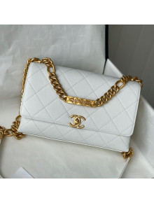 Chanel Grained Calfskin & Gold-Tone Metal Flap Bag AS2764 White 2021