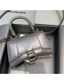 Balenciaga Hourglass Mini Top Handle Bag in Smooth Calfskin Smoky Grey/Silver 2020