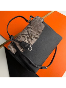 Louis Vuitton Lockme Ever MM Pythonskin Calfskin Top Handle Bag N97009 Black 2019