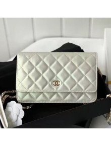 Chanel Iridescent Leather Wallet on Chain WOC AP0315 White 2021 TOP