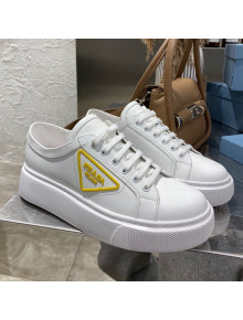 Prada Calfskin Low-top Sneakers White/Yellow 2021