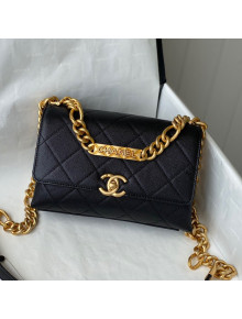 Chanel Grained Calfskin & Gold-Tone Metal Mini Flap Bag AS2711 Black 2021