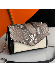 Louis Vuitton Mylockme BB Pythonskin Calfskin Shoulder Bag N97005 Black/White 2019