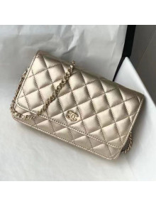 Chanel Iridescent Grained Calfskin Wallet on Chain WOC AP0315 Gold 2021 TOP