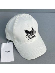 Celine Canvas Baseball Hat White 2021 14