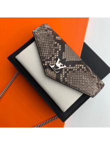 Louis Vuitton Mylockme Chain Pochette Pythonskin Calfskin Top Handle Shoulder Bag N97000 Black/White 2019