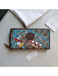Gucci x Disney Donald Duck GG Canvas Zip Around Wallet 647940 Beige/Blue 2020