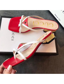 Gucci Leather Bow Thong Sandals 35mm Red 2020