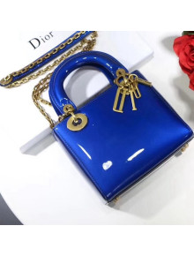 Dior Mini Lady Dior Bag In Metallic Calfskin Blue 2018