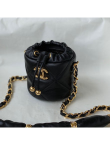 Chanel Lambskin Bucket Clutch with Chain and Rings AP2330 Black 2021 TOP
