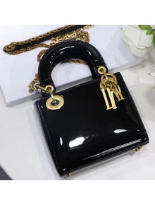 Dior Mini Lady Dior Bag In Metallic Calfskin Black 2018