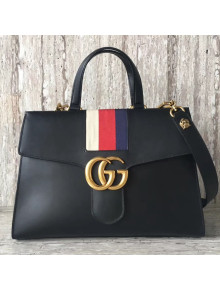 Gucci Web GG Marmont Medium Top Handle Bag 476472 Black 2017