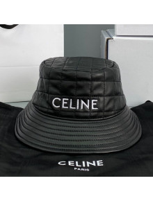 Celine Quilted Lambskin Bucket Hat Black 2021