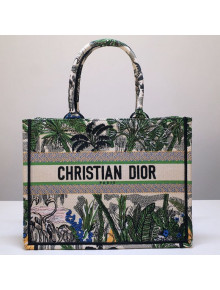 Dior Book Tote Small Bag in Green Leaf Tropicalia Embroidered Canvas 2019