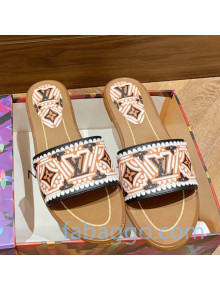 Louis Vuitton Crafty Lock It  Flat Slide Sandals Brown 2020