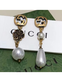 Gucci Vintage Pearl Mid Earrings Aged Gold/White 2021