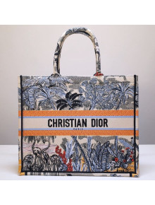 Dior Book Tote Large Bag in Blue Tropicalia Embroidered Canvas 2019