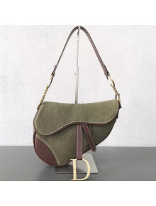 Dior Saddle Bag in Denim Canvas & Calfskin Green 2019