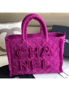 Chanel Wool Tweed Medium Zipped Shopping Bag AS0976 Purple 2019