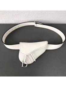 Dior Saddle Belt Bag in Smooth Calfskin White 2019