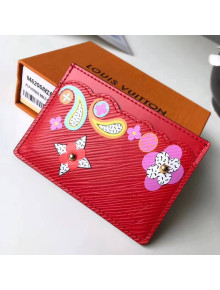 Louis Vuitton Monogram Flower Epi Leather Card Holder M62068 Red 2018