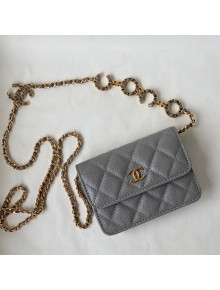 Chanel Grained Calfskin Clutch with COCO Chain  AP2306 Gray 2021