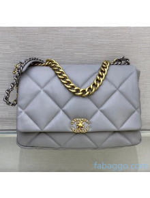 Chanel Quilted Goatskin Chanel 19 Maxi Flap Bag AS1162 Grey 2020（Top Quality）
