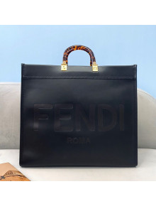 Fendi Sunshine Shopper Leather Tote Bag Black 2020