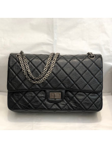 Chanel Large 2.55 Aged Calfskin Classic Flap Bag A37587 Black/Silver 2021