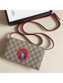Gucci GG Supreme Cat Mini Chain Bag 499385 Red 2018