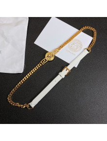 Versace Leather Chain Belt 1.5cm White/Gold 2021