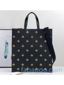 Gucci Men's Bee Embroidered Tote Bag 495444 Black/Gold 2020