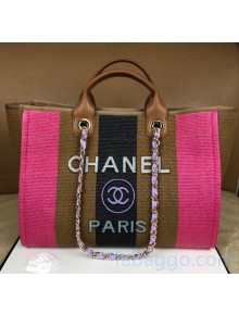 Chanel Mulitcolor Mixed Fibers And Calfskin Shopping Bag A66941 Brown/Rosy 2020