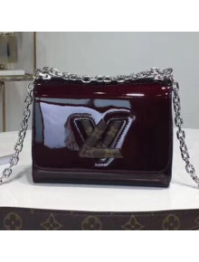 Louis Vuitton Twist PM Shoulder Bag in Patent Leather and Monogram Print Dark Burgundy 2019