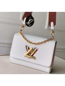 Louis Vuitton Epi Leather Twist MM Shoulder Bag With Canvas Strap M50282 White 2020