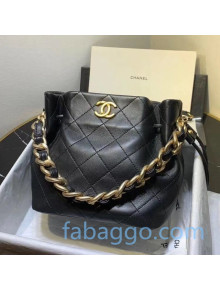 Chanel Lambskin CC Drawstring Bucket Bag AS1518 Black 2020