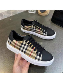 Burberry Check Calfskin Low-top Sneakers Black 07 2021 (For Women and Men)