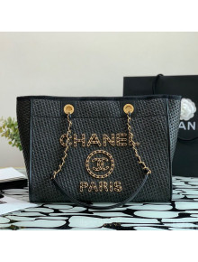 Chanel Straw Deauville Small/Large Shopping Bag A66941 Black 2021