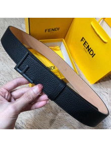 Fendi Grained Calfskin Belt with F Buckle 40MM Black 2019