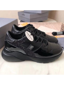 Hogan Active One Leather & Glitter Sneaker Black 2019