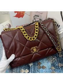 Chanel Quilted Goatskin Chanel 19 Maxi Flap Bag AS1162 Burgundy 2020