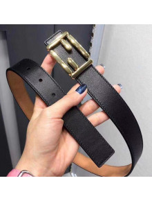 Fendi Calfskin Leather Belt with FF Buckle 30MM Black