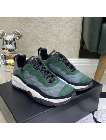 Chanel Fabric & Suede Sneakers G38290 Gray/Green 2021