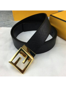 Fendi Reversible Calfskin Leather Belt with Gold FF Square Buckle 34mm 2019