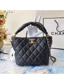 Chanel Quilted Lambskin Bucket Bag with Twist Top Handle AS2042 Black 2020