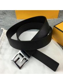 Fendi Reversible Calfskin Leather Belt with Silver FF Square Buckle 34mm 2019